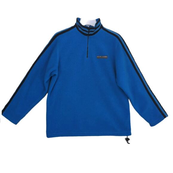 Vtg 90s Polo Jeans Ralph Lauren Men's S Blue 1/4 Zip Fleece Pullover Jacket USA - Picture 1 of 6